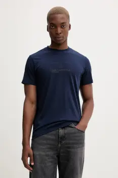 Karl Lagerfeld Jeans tricou din bumbac culoarea bleumarin, cu imprimeu, A4M17020 imagine