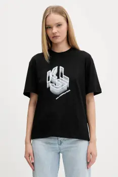 Karl Lagerfeld Jeans tricou din bumbac culoarea negru, A4W17005 imagine