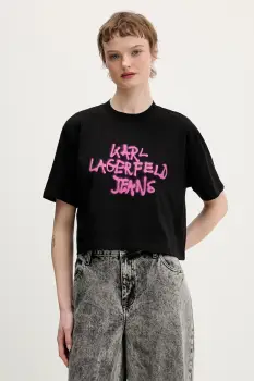 Karl Lagerfeld Jeans tricou din bumbac culoarea negru, B1W17054 imagine