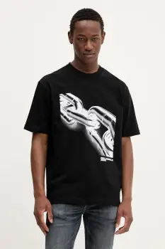 Karl Lagerfeld Jeans tricou din bumbac culoarea negru, cu imprimeu, A3M17032 imagine