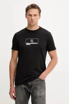 Karl Lagerfeld Jeans tricou din bumbac culoarea negru, cu imprimeu, A4M17020 imagine