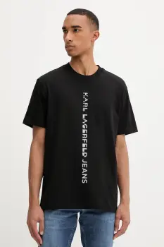 Karl Lagerfeld Jeans tricou din bumbac culoarea negru, cu imprimeu, A4M17021 imagine