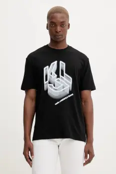 Karl Lagerfeld Jeans tricou din bumbac culoarea negru, cu imprimeu, A4M17023 imagine