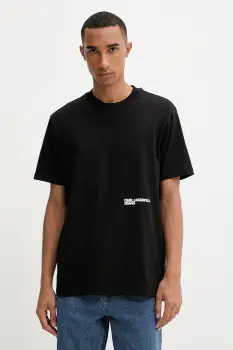 Karl Lagerfeld Jeans tricou din bumbac culoarea negru, cu imprimeu, A4M17024 imagine