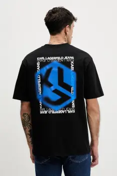 Karl Lagerfeld Jeans tricou din bumbac culoarea negru, cu imprimeu, B1M17073 imagine