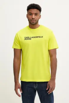 Karl Lagerfeld Jeans tricou din bumbac culoarea verde, cu imprimeu, A1M17002 imagine