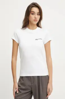 Karl Lagerfeld Jeans tricou din bumbac femei, culoarea alb, A1W17004 imagine