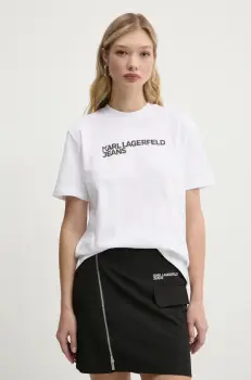 Karl Lagerfeld Jeans tricou din bumbac femei, culoarea alb, A1W17005 imagine