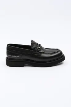 Karl Lagerfeld mocasini de piele KINGSTON barbati, culoarea negru, KL12215 imagine