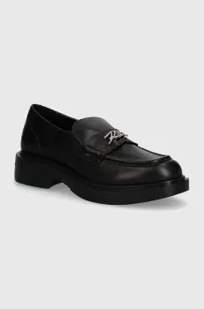 Karl Lagerfeld mocasini de piele MACIE femei, culoarea negru, cu platforma, KL41213 imagine