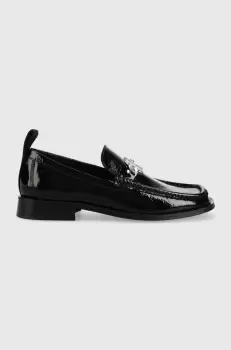 Karl Lagerfeld mocasini de piele Mokassino Ii femei, culoarea negru, cu toc plat imagine