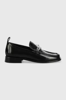 Karl Lagerfeld mocasini de piele Mokassino Ii femei, culoarea negru, cu toc plat imagine