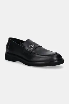 Karl Lagerfeld mocasini de piele NEIL barbati, culoarea negru, KL16114 imagine
