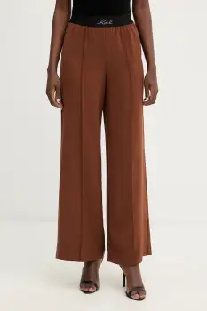 Karl Lagerfeld pantaloni culoarea maro, drept, high waist, B1W10014 imagine