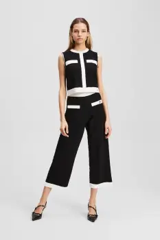 Karl Lagerfeld pantaloni culoarea negru, drept, high waist, A3W10103 imagine