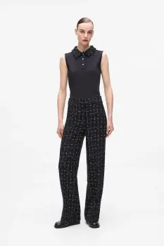 Karl Lagerfeld pantaloni culoarea negru, drept, high waist, A4W10109 imagine
