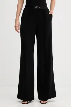 Karl Lagerfeld pantaloni culoarea negru, drept, high waist, B1W10014 imagine