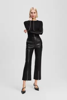 Karl Lagerfeld pantaloni culoarea negru, evazati, high waist, A3W10091 imagine