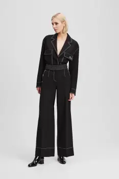 Karl Lagerfeld pantaloni culoarea negru, lat, high waist, A3W10096 imagine