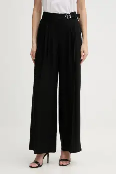 Karl Lagerfeld pantaloni culoarea negru, lat, high waist, B1W10012 imagine