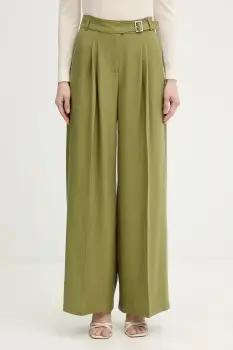Karl Lagerfeld pantaloni culoarea verde, lat, high waist, B1W10012 imagine