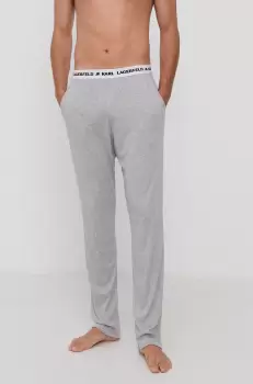Karl Lagerfeld Pantaloni de pijama barbati, culoarea gri, material neted imagine
