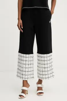 Karl Lagerfeld pantaloni de trening cu amestec de lana culoarea negru, cu imprimeu, A3W10008 imagine