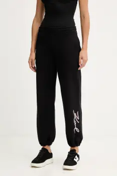 Karl Lagerfeld pantaloni de trening din bumbac culoarea gri, cu imprimeu, A4W10141 imagine