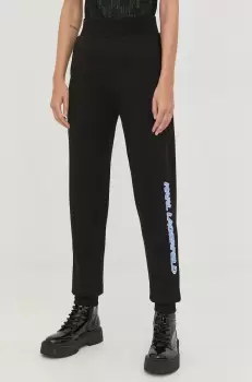 Karl Lagerfeld pantaloni de trening din bumbac femei, culoarea negru, imagine
