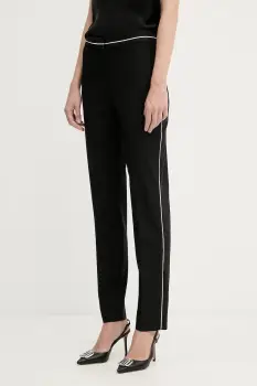 Karl Lagerfeld pantaloni din lana culoarea negru, drept, high waist, A3W10094 imagine