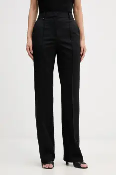 Karl Lagerfeld pantaloni din lana culoarea negru, lat, high waist, B1W10003 imagine