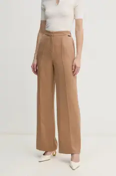 Karl Lagerfeld pantaloni femei, culoarea bej, drept, high waist, A1W10070 imagine