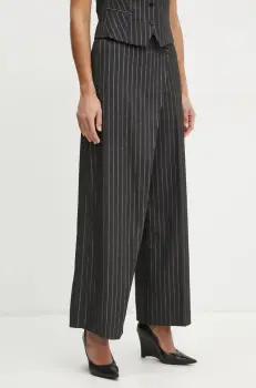 Karl Lagerfeld pantaloni femei, culoarea gri, lat, high waist, A1W10081 imagine