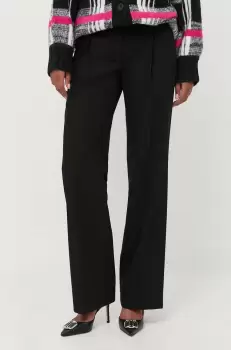 Karl Lagerfeld pantaloni femei, culoarea negru, drept, high waist imagine