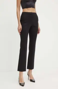 Karl Lagerfeld pantaloni femei, culoarea negru, drept, high waist, 245W1001 imagine