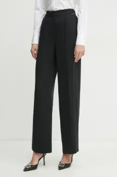 Karl Lagerfeld pantaloni femei, culoarea negru, drept, high waist, A1W10070 imagine