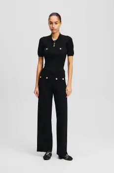 Karl Lagerfeld pantaloni femei, culoarea negru, drept, high waist, A2W10146 imagine