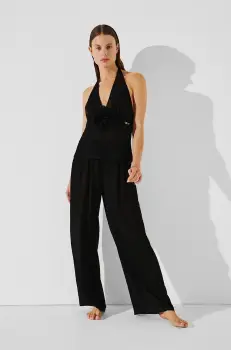 Karl Lagerfeld pantaloni femei, culoarea negru, drept, medium waist, A2W46008 imagine