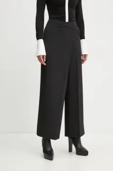 Karl Lagerfeld pantaloni femei, culoarea negru, lat, high waist, A1W10135 imagine