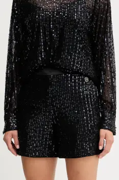 Karl Lagerfeld pantaloni scurti culoarea negru, cu imprimeu, high waist, A4W10125 imagine