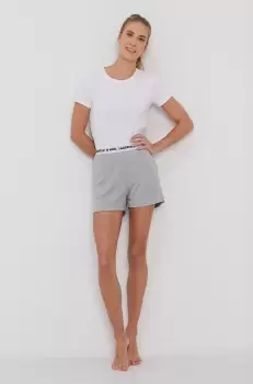 Karl Lagerfeld Pantaloni scurti de pijama femei, culoarea gri imagine