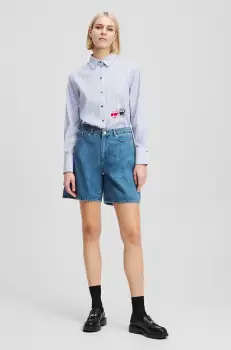 Karl Lagerfeld pantaloni scurti din bumbac femei, cu imprimeu, high waist, A2W10151 imagine