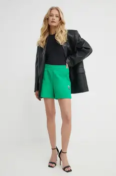 Karl Lagerfeld pantaloni scurti x Darcel Disappoints femei, culoarea verde, cu imprimeu, high waist imagine
