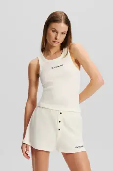 Karl Lagerfeld pijamale de bumbac femei, culoarea bej, bumbac, A2W45004 imagine