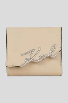 Karl Lagerfeld portofel de piele culoarea bej, A3W32019 imagine