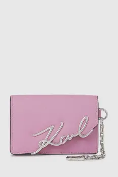 Karl Lagerfeld portofel de piele culoarea roz, A4W32019 imagine