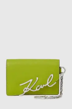 Karl Lagerfeld portofel de piele culoarea verde, A4W32019 imagine