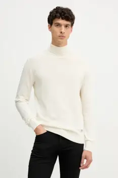 Karl Lagerfeld pulover culoarea bej, light, cu guler, 554309.655037 imagine