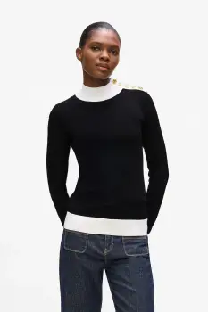 Karl Lagerfeld pulover culoarea negru, light, cu turtleneck, A4W18038 imagine