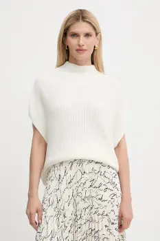 Karl Lagerfeld pulover de bumbac culoarea bej, cu turtleneck, A3W18024 imagine